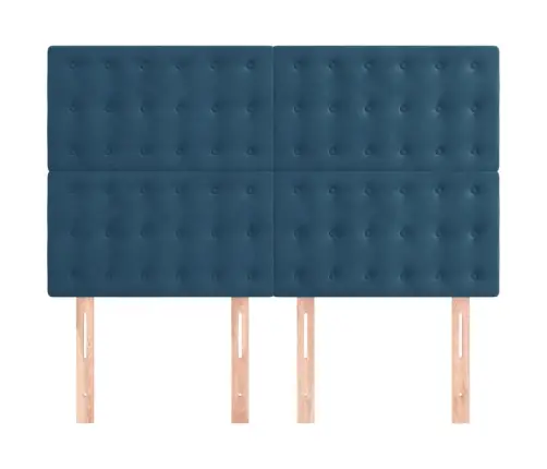 Gultas Galvgaļi, 4 Gab., 72X5X78/88 Cm, Tumši Zils Samts Vidaxl