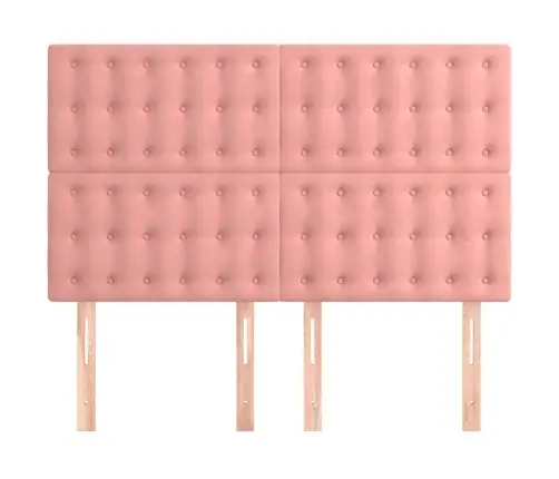 Gultas Galvgaļi, 4 Gab., 72X5X78/88 Cm, Rozā Samts Vidaxl