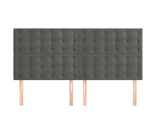 Gultas Galvgaļi, 4 Gab., 80X5X78/88 Cm, Tumši Pelēks Samts Vidaxl