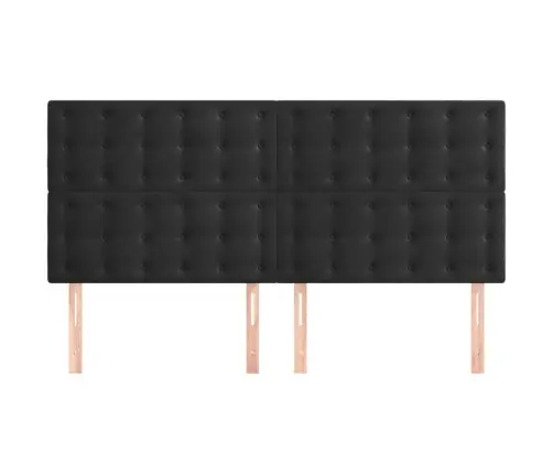 Gultas Galvgaļi, 4 Gab., 80X5X78/88 Cm, Melns Samts Vidaxl