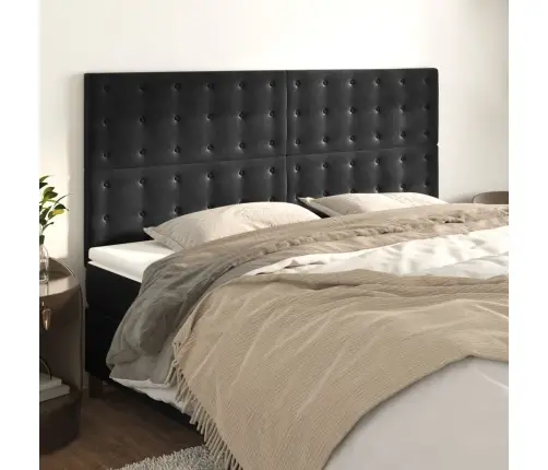 Gultas Galvgaļi, 4 Gab., 80X5X78/88 Cm, Melns Samts Vidaxl