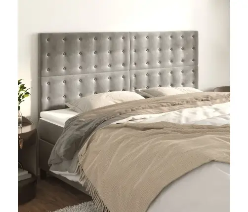 Gultas Galvgaļi, 4 Gab., 100X5X78/88 Cm, Gaiši Pelēks Samts Vidaxl