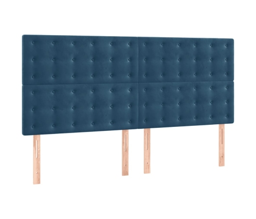 Gultas Galvgaļi, 4 Gab., 100X5X78/88 Cm, Zils Samts Vidaxl