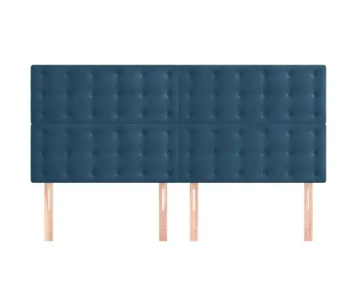 Gultas Galvgaļi, 4 Gab., 100X5X78/88 Cm, Zils Samts Vidaxl Gultas Galvgaļi, 4 Gab., 100X5X78/88 Cm, Zils Samts Vidaxl