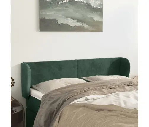 Galvūgalis Su Auselėmis, Tamsiai Žalia,147X23X78/88cm Aksomas