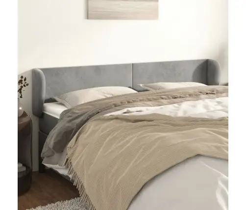 Galvūgalis Su Auselėmis,Šviesiai Pilkos,163X23X78/88cm Aksomas