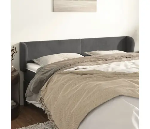 Galvgalis Ar Malām, Tumši Pelēks Samts, 183X23X78/88 Cm Vidaxl Galvgalis Ar Malām, Tumši Pelēks Samts, 183X23X78/88 Cm Vidaxl