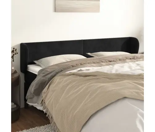 Voodipeats Servadega, Must, 203X23X78/88 cm Samet