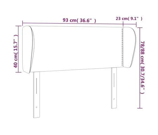 Galvgalis Ar Malām, Melns Samts, 93X23X78/88 Cm Vidaxl