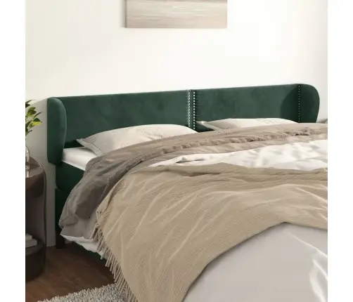 Galvūgalis Su Auselėmis, Tamsiai Žalia,163X23X78/88cm Aksomas