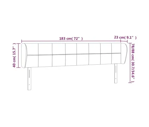 Galvgalis Ar Malām, 183X23X78/88 Cm, Tumši Pelēks Audums Vidaxl