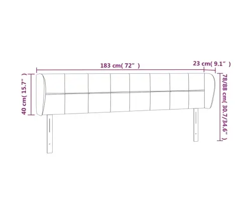 Galvgalis Ar Malām, 183X23X78/88 Cm, Zils Audums Vidaxl
