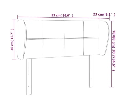 Galvgalis Ar Malām, Melns Samts, 93X23X78/88 Cm Vidaxl