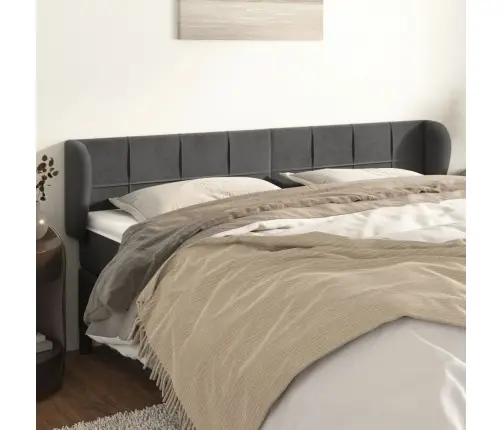 Galvgalis Ar Malām, Tumši Pelēks Samts, 183X23X78/88 Cm Vidaxl Galvgalis Ar Malām, Tumši Pelēks Samts, 183X23X78/88 Cm Vidaxl