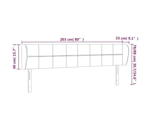 Voodipeats Servadega, Tumeroheline, 203X23X78/88 cm Samet