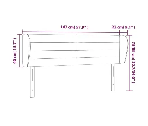 Galvgalis Ar Malām, 147X23X78/88 Cm, Zils Audums Vidaxl Galvgalis Ar Malām, 147X23X78/88 Cm, Zils Audums Vidaxl