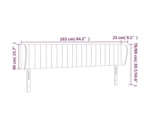 Galvgalis Ar Malām, 163X23X78/88 Cm, Tumši Pelēks Audums Vidaxl