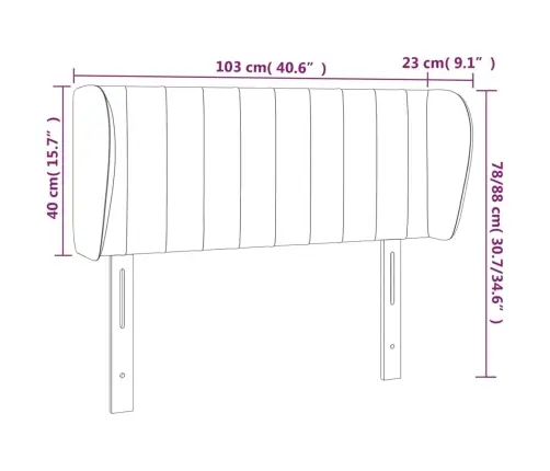 Galvgalis Ar Malām, Tumši Pelēks Samts, 103X23X78/88 Cm, Vidaxl Galvgalis Ar Malām, Tumši Pelēks Samts, 103X23X78/88 Cm, Vidaxl