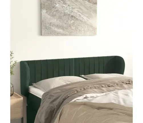 Galvūgalis Su Auselėmis, Tamsiai Žalia,147X23X78/88cm Aksomas