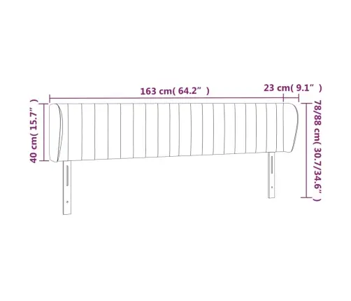 Voodipeats Servadega, Must, 163X23X78/88 cm Samet