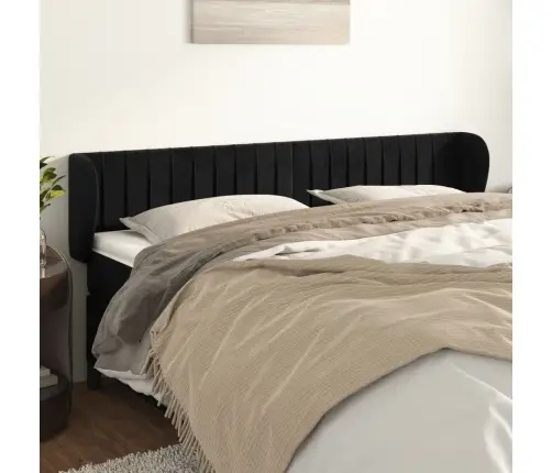 Voodipeats Servadega, Must, 163X23X78/88 cm Samet