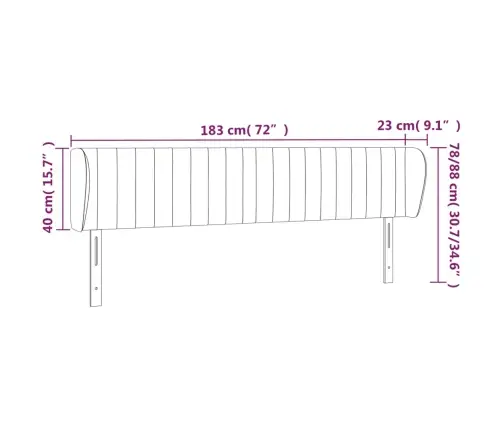 Voodipeats Servadega, Must, 183X23X78/88 cm Samet