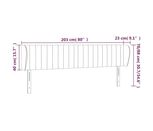 Galvgalis Ar Malām, Tumši Zaļš Samts, 203X23X78/88 Cm Vidaxl