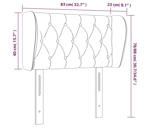 Voodipeats Servadega, Must, 83X23X78/88 cm Samet