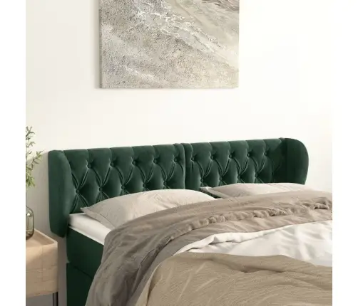 Galvūgalis Su Auselėmis, Tamsiai Žalia,147X23X78/88cm Aksomas