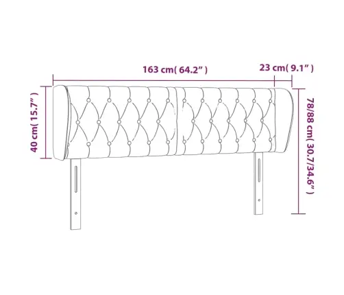 Galvgalis Ar Malām, Tumši Pelēks Samts, 163X23X78/88 Cm Vidaxl