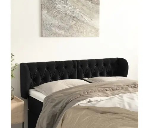 Galvgalis Ar Malām, Melns Samts, 163X23X78/88 Cm Vidaxl