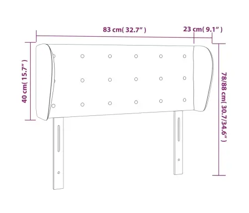 Galvgalis Ar Malām, Tumši Pelēks Samts, 83X23X78/88 Cm Vidaxl