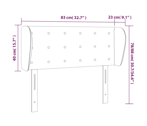 Galvgalis Ar Malām, Melns Samts, 83X23X78/88 Cm Vidaxl