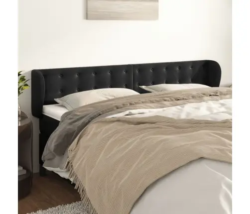 Voodipeats Servadega, Must, 163X23X78/88 cm Samet