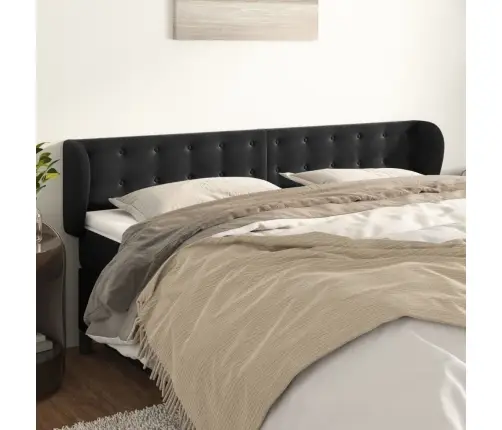 Galvgalis Ar Malām, Melns Samts, 183X23X78/88 Cm Vidaxl Galvgalis Ar Malām, Melns Samts, 183X23X78/88 Cm Vidaxl