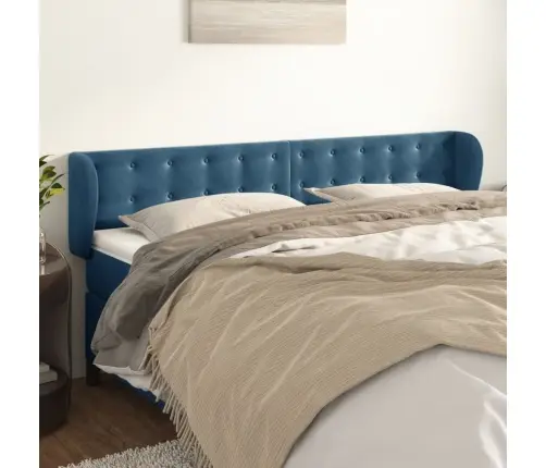 Galvūgalis Su Auselėmis, Tamsiai Mėlyna,203X23X78/88cm Aksomas