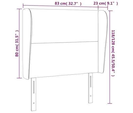 Galvgalis Ar Malām, 83X23X118/128 Cm, Gaiši Pelēks Audums Vidaxl