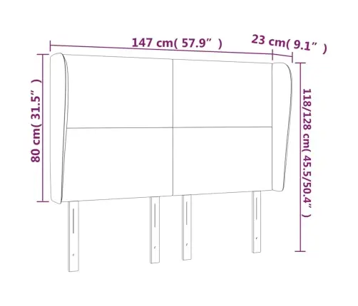 Galvgalis Ar Malām, 147X23X118/128 Cm, Zils Audums Vidaxl