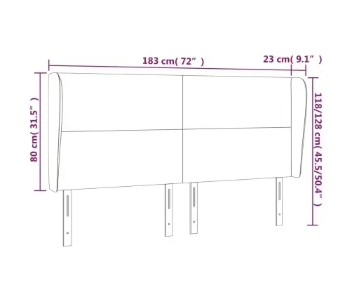 Galvgalis Ar Malām, 183X23X118/128 Cm, Krēmkrāsas Audums Vidaxl Galvgalis Ar Malām, 183X23X118/128 Cm, Krēmkrāsas Audums Vidaxl