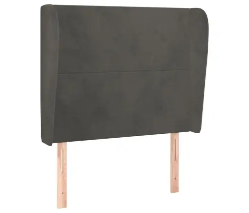 Galvūgalis Su Auselėmis, Pilkas, 93X23X118/128cm Aksomas