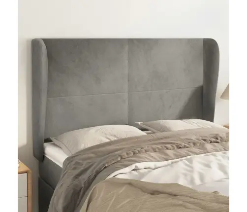 Galvūgalis Su Auselėmis, Pilkas, 147X23X118/128cm Aksomas