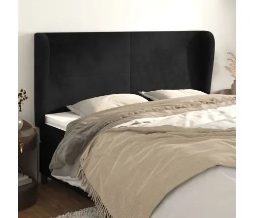 Galvgalis Ar Malām, 183X23X118/128 Cm, Melns Samts Vidaxl