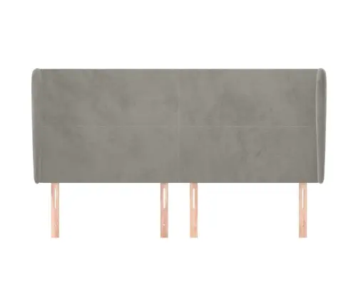 Galvūgalis Su Auselėmis, Pilkas, 203X23X118/128cm Aksomas