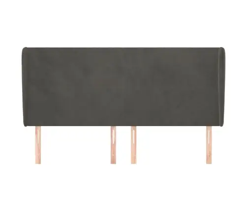 Galvūgalis Su Auselėmis, Pilkas, 203X23X118/128cm Aksomas