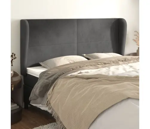 Galvūgalis Su Auselėmis, Pilkas, 203X23X118/128cm Aksomas