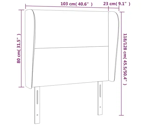 Galvgalis Ar Malām, 103X23X118/128 Cm, Pelēka Mākslīgā Āda Vidaxl Galvgalis Ar Malām, 103X23X118/128 Cm, Pelēka Mākslīgā Āda Vidaxl
