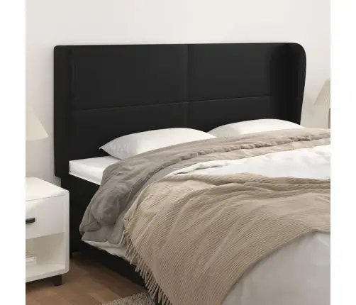 Galvgalis Ar Malām, 203X23X118/128 Cm, Melna Mākslīgā Āda Vidaxl