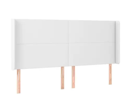 Voodipeats Servadega, Valge, 203X23X118/128 cm Kunstnahk