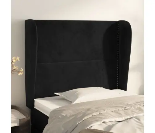 Voodipeats Servadega, Must, 93X23X118/128 cm Samet