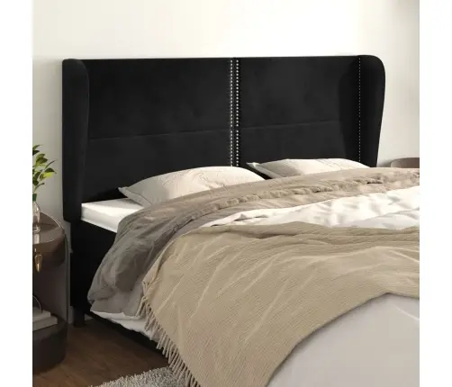 Galvgalis Ar Malām, 163X23X118/128 Cm, Melns Samts Vidaxl